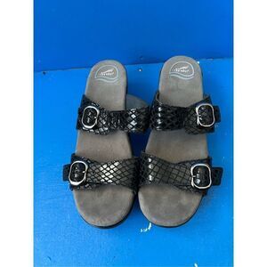 DANSKO Sophie Slide Black Heeled Sandals -
EU 40 (9.5) Clog Shoes Buckled